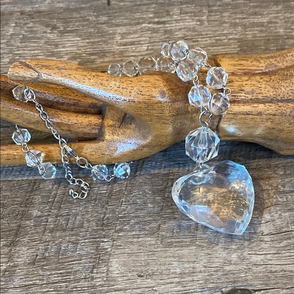 Vintage Elegant Lightweight Heart Pendant Necklace 12” SO SPARKLY 💫 - Picture 5 of 16